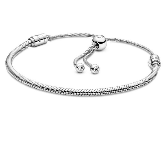 Genuine Pandora Moments 925 Silver Slider Bolo Snake Chain Bracelet Size 8 - Picture 5 of 5